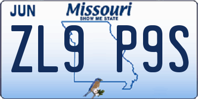 MO license plate ZL9P9S