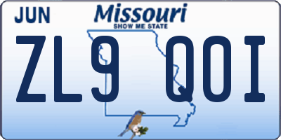 MO license plate ZL9Q0I