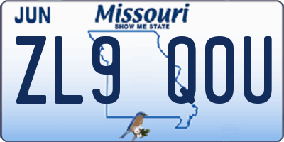 MO license plate ZL9Q0U