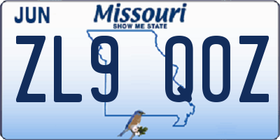 MO license plate ZL9Q0Z