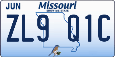 MO license plate ZL9Q1C