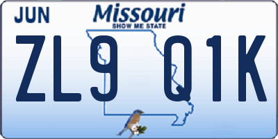 MO license plate ZL9Q1K