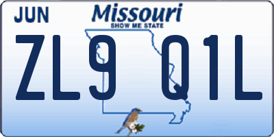 MO license plate ZL9Q1L