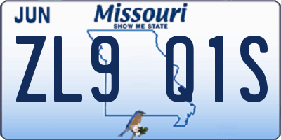 MO license plate ZL9Q1S