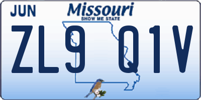 MO license plate ZL9Q1V