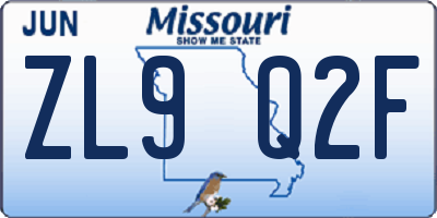 MO license plate ZL9Q2F