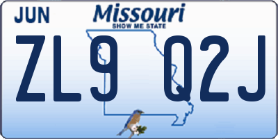 MO license plate ZL9Q2J