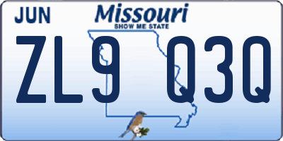 MO license plate ZL9Q3Q