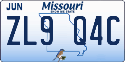 MO license plate ZL9Q4C