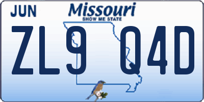 MO license plate ZL9Q4D