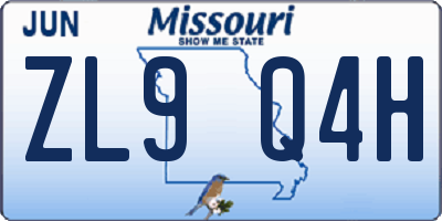 MO license plate ZL9Q4H
