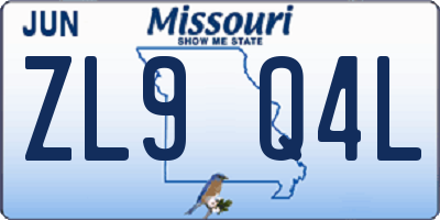 MO license plate ZL9Q4L