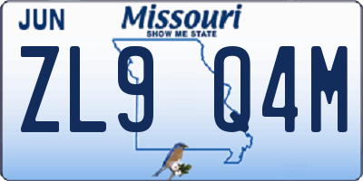 MO license plate ZL9Q4M