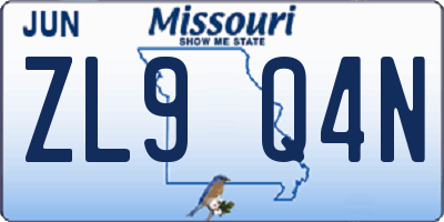 MO license plate ZL9Q4N