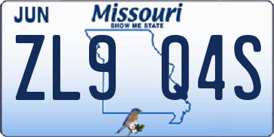 MO license plate ZL9Q4S