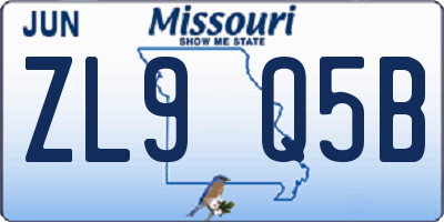 MO license plate ZL9Q5B