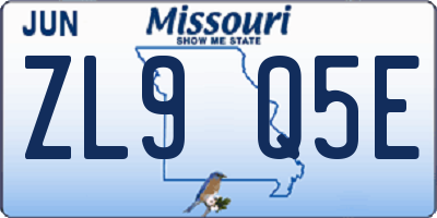 MO license plate ZL9Q5E