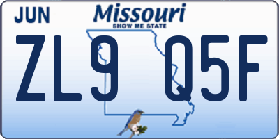 MO license plate ZL9Q5F