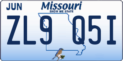 MO license plate ZL9Q5I