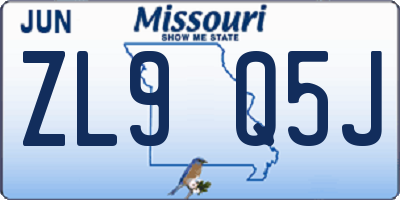 MO license plate ZL9Q5J