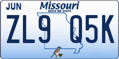 MO license plate ZL9Q5K