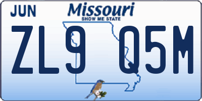 MO license plate ZL9Q5M