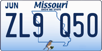 MO license plate ZL9Q5O