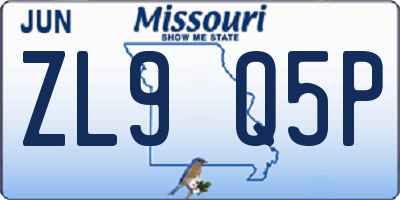 MO license plate ZL9Q5P