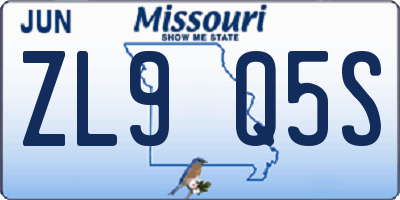 MO license plate ZL9Q5S