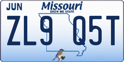 MO license plate ZL9Q5T