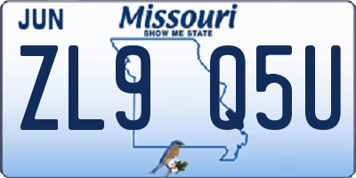 MO license plate ZL9Q5U