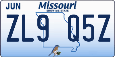 MO license plate ZL9Q5Z