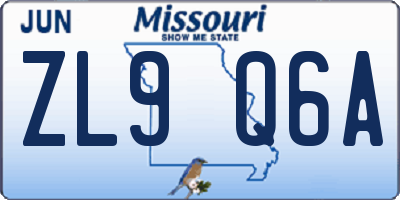 MO license plate ZL9Q6A
