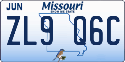 MO license plate ZL9Q6C