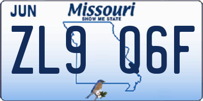 MO license plate ZL9Q6F