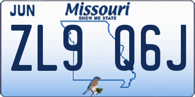 MO license plate ZL9Q6J