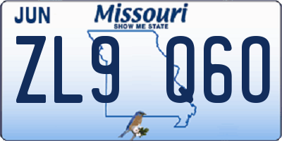 MO license plate ZL9Q6O