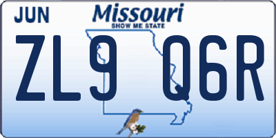 MO license plate ZL9Q6R