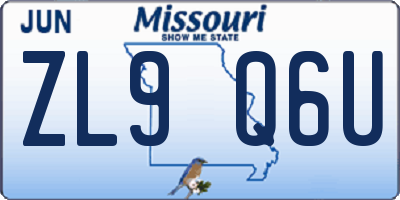 MO license plate ZL9Q6U