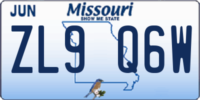 MO license plate ZL9Q6W