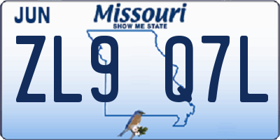 MO license plate ZL9Q7L