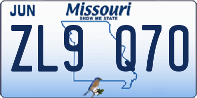 MO license plate ZL9Q7O