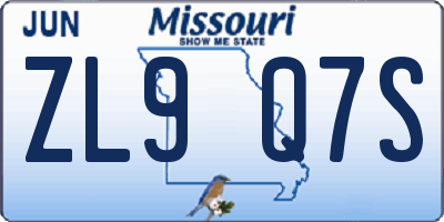 MO license plate ZL9Q7S