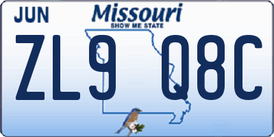 MO license plate ZL9Q8C
