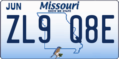 MO license plate ZL9Q8E