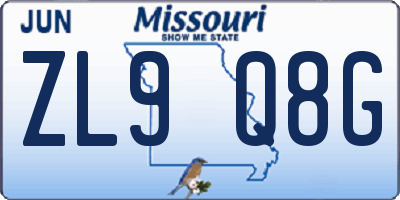MO license plate ZL9Q8G