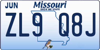 MO license plate ZL9Q8J