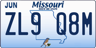 MO license plate ZL9Q8M