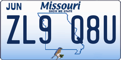 MO license plate ZL9Q8U