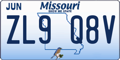 MO license plate ZL9Q8V